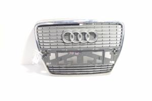 Grila bara fata centrala cu sigla cu loc de senzori, Audi A6 (4F2, C6) cu crom (id:718487) din dezmembrari