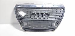 Grila bara fata centrala cu sigla cu loc de senzori, Audi A6 (4F2, C6) cu crom (id:718487)