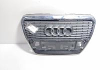 Grila bara fata centrala cu sigla cu loc de senzori, Audi A6 (4F2, C6) cu crom (id:718487)