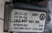Macara cu motoras stanga fata, 1K5837401AK, 1K5837461B, Vw Golf 5 (1K1) 2003-2009