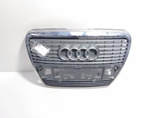 Grila bara fata centrala cu sigla cu loc de senzori, Audi A6 (4F2, C6) cu crom (id:718487)