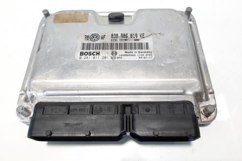 Calculator motor Bosch, cod 038906019KE, 0281011201, Skoda Superb I (3U4) 1.9 TDI, AWX (id:483558)