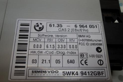 Modul control CAS, 6135-6964051, Bmw 3 cabriolet (E93) 2.0d (id:189857)