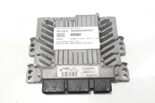 Calculator motor ECU Siemens, cod 8200565863, 8200592611, Renault Megane 2 Coupe-Cabriolet, 1.5 DCI, K9K732 (idi:495902)