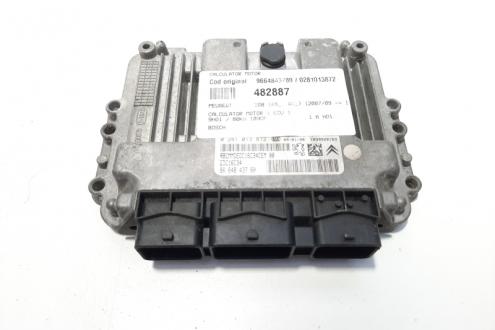 Calculator motor Bosch, cod 9664843780, 0281013872, Citroen C4 (I) sedan, 1.6 hdi, 9H01 (idi:482887)