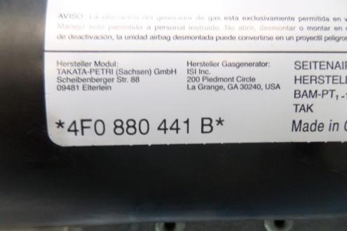 Airbag bancheta spate stanga, 4F0880441B, Audi A6, 4F, 2004-2011 (id.162381)