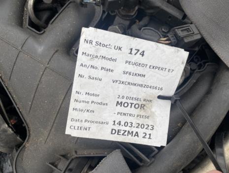 Motor, cod RHK, Peugeot Expert (II), 2.0 HDI seria: VF3XCRHKHZ045616