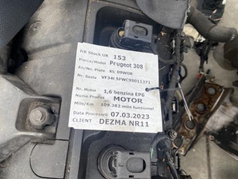Motor, cod 5FW, Peugeot 308, 1.6 benz seria: VF3405FWC9S011371